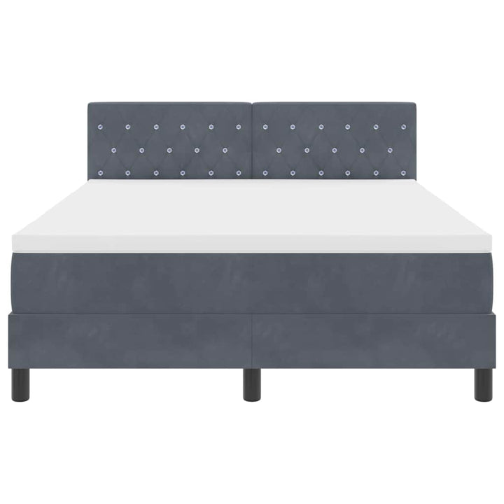 Box spring seng med hovedgærde Mørkegrå 140 x 190 cm Fløjl