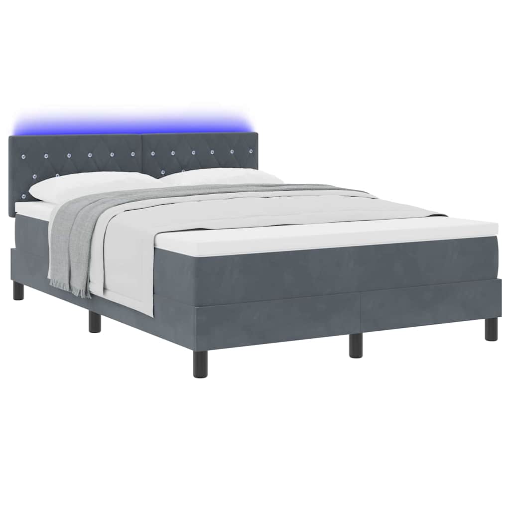 Box spring seng med hovedgærde Mørkegrå 140 x 190 cm Fløjl