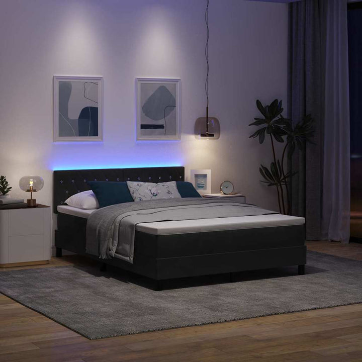 Box spring seng med hovedgærde Sort 140 x 190 cm Fløjl