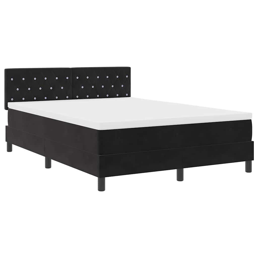 Box spring seng med hovedgærde Sort 140 x 200 cm Fløjl