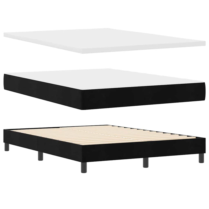 Box spring seng med hovedgærde Sort 140 x 200 cm Fløjl