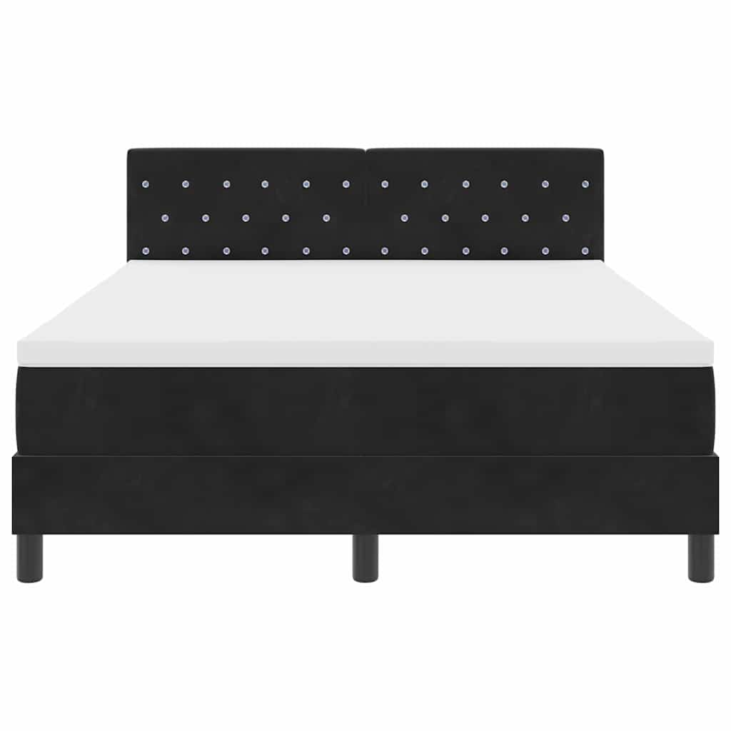 Box spring seng med hovedgærde Sort 140 x 200 cm Fløjl