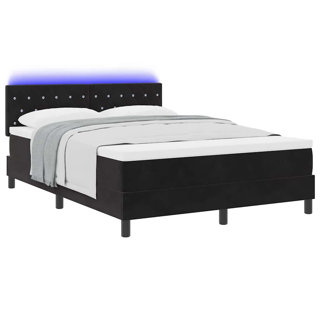 Box spring seng med hovedgærde Sort 140 x 200 cm Fløjl