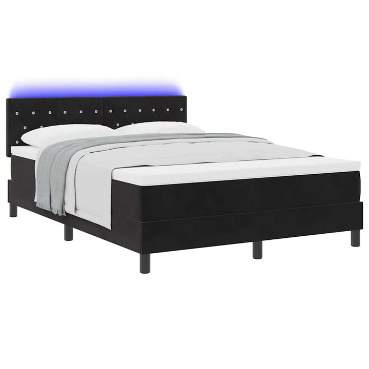 Box spring seng med hovedgærde Sort 140 x 200 cm Fløjl