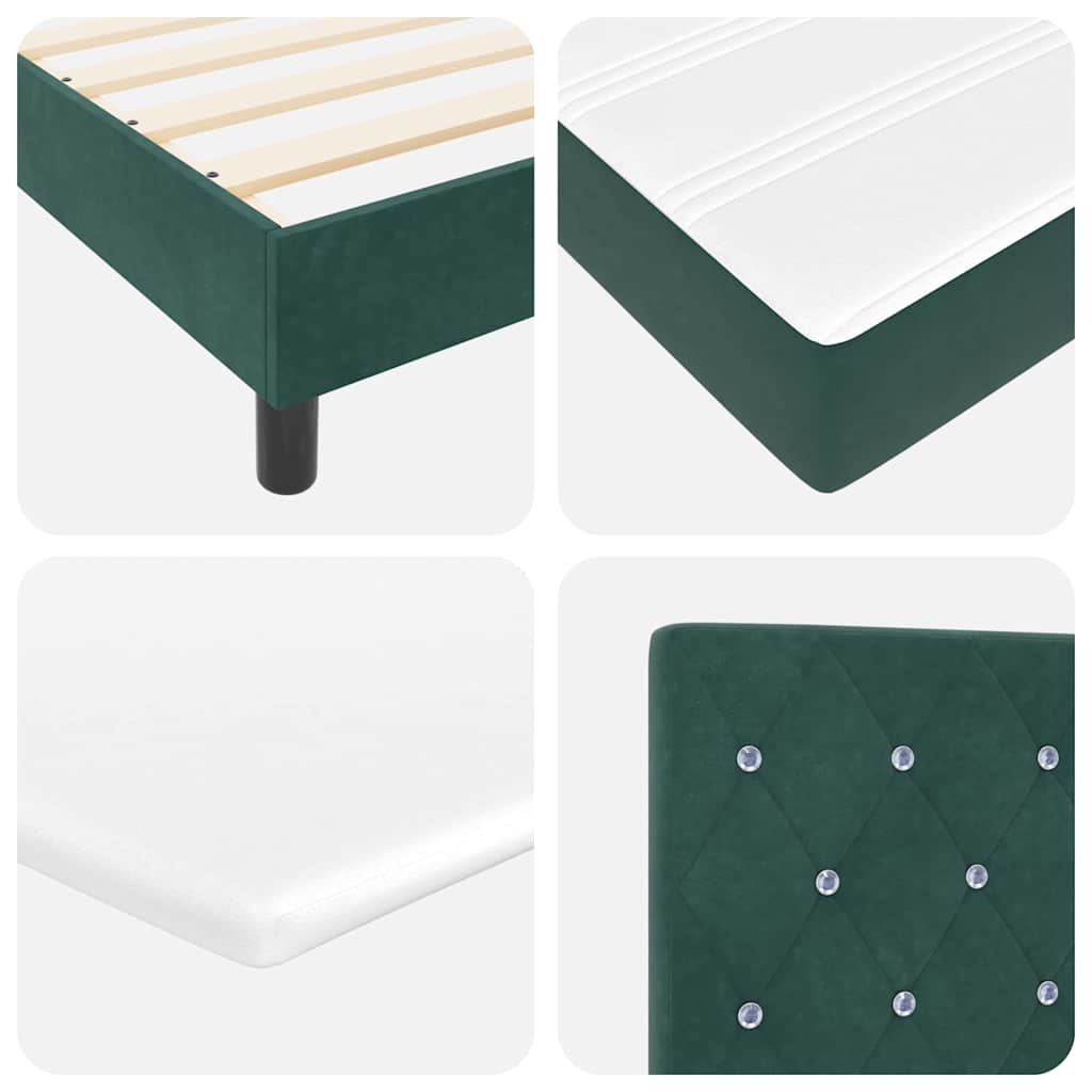 Box spring seng med hovedgærde Mørkegrøn 160 x 200 cm Fløjl