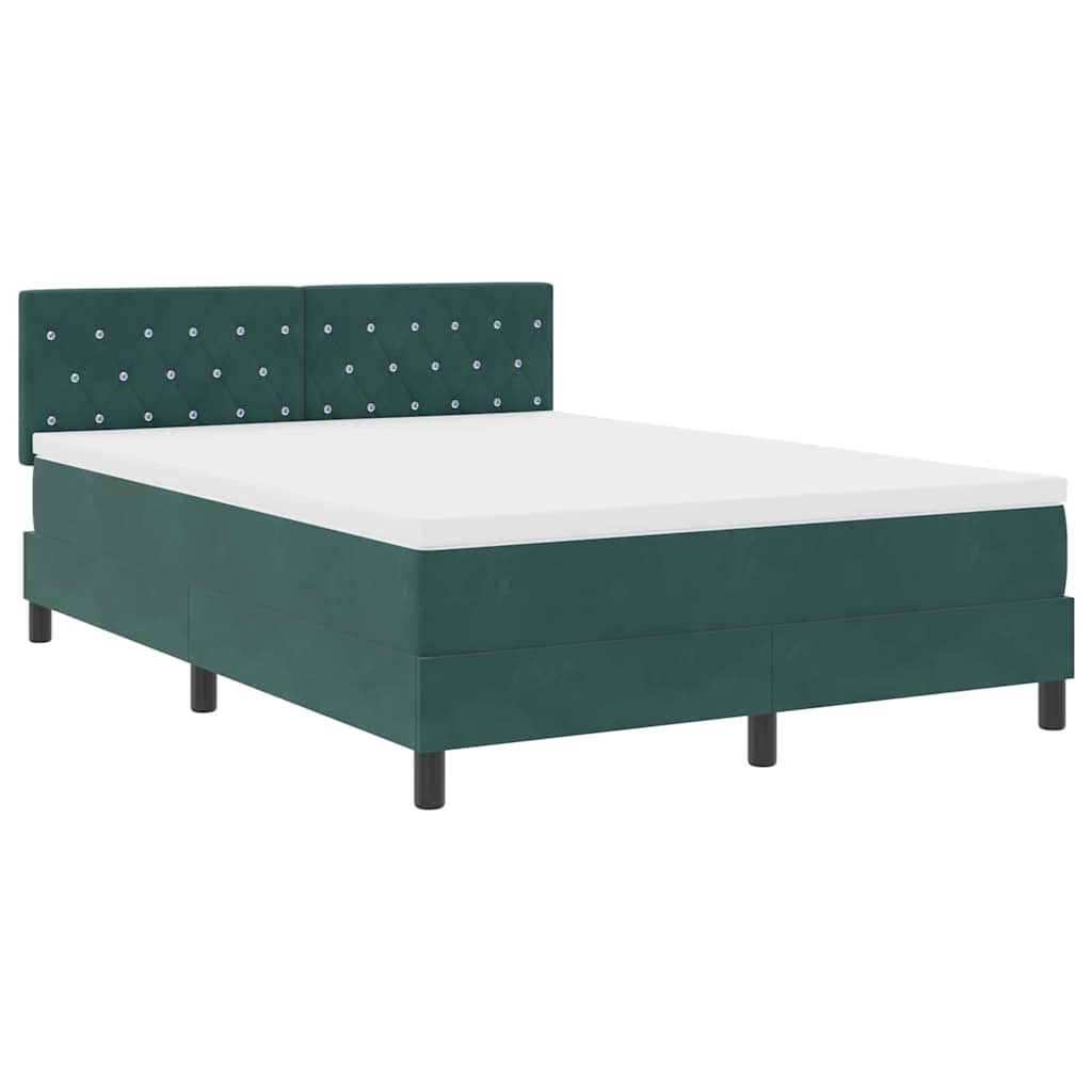 Box spring seng med hovedgærde Mørkegrøn 160 x 200 cm Fløjl