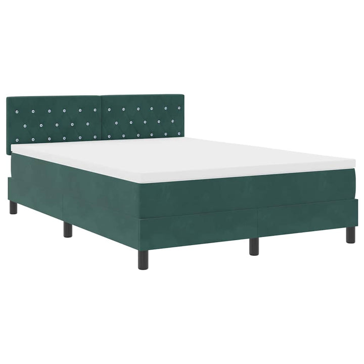 Box spring seng med hovedgærde Mørkegrøn 160 x 200 cm Fløjl