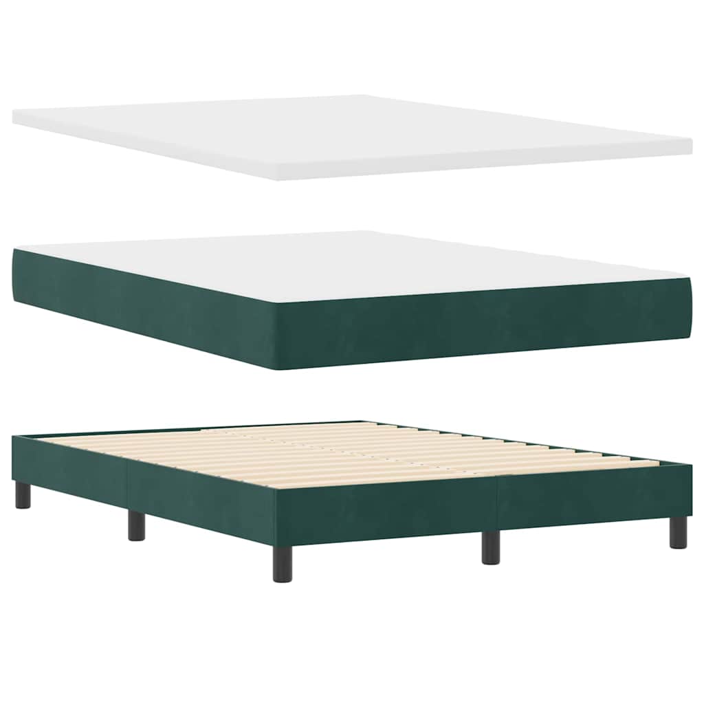 Box spring seng med hovedgærde Mørkegrøn 160 x 200 cm Fløjl