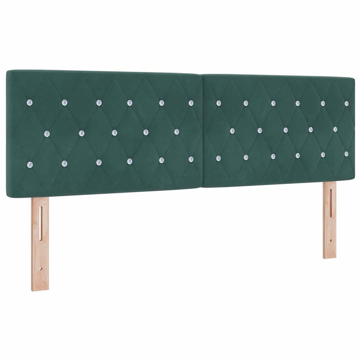 Box spring seng med hovedgærde Mørkegrøn 160 x 200 cm Fløjl