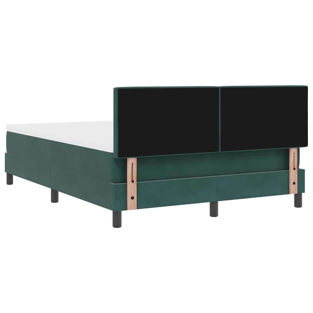 Box spring seng med hovedgærde Mørkegrøn 160 x 200 cm Fløjl