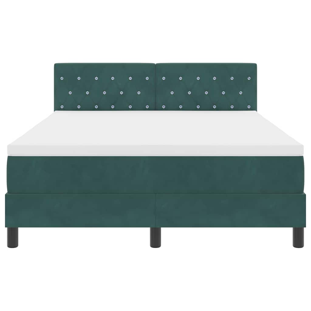 Box spring seng med hovedgærde Mørkegrøn 160 x 200 cm Fløjl