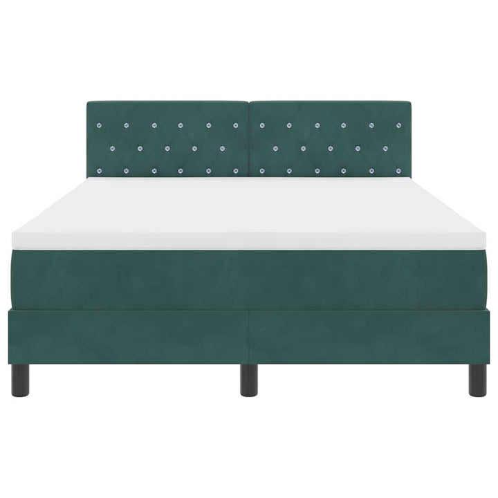 Box spring seng med hovedgærde Mørkegrøn 160 x 200 cm Fløjl