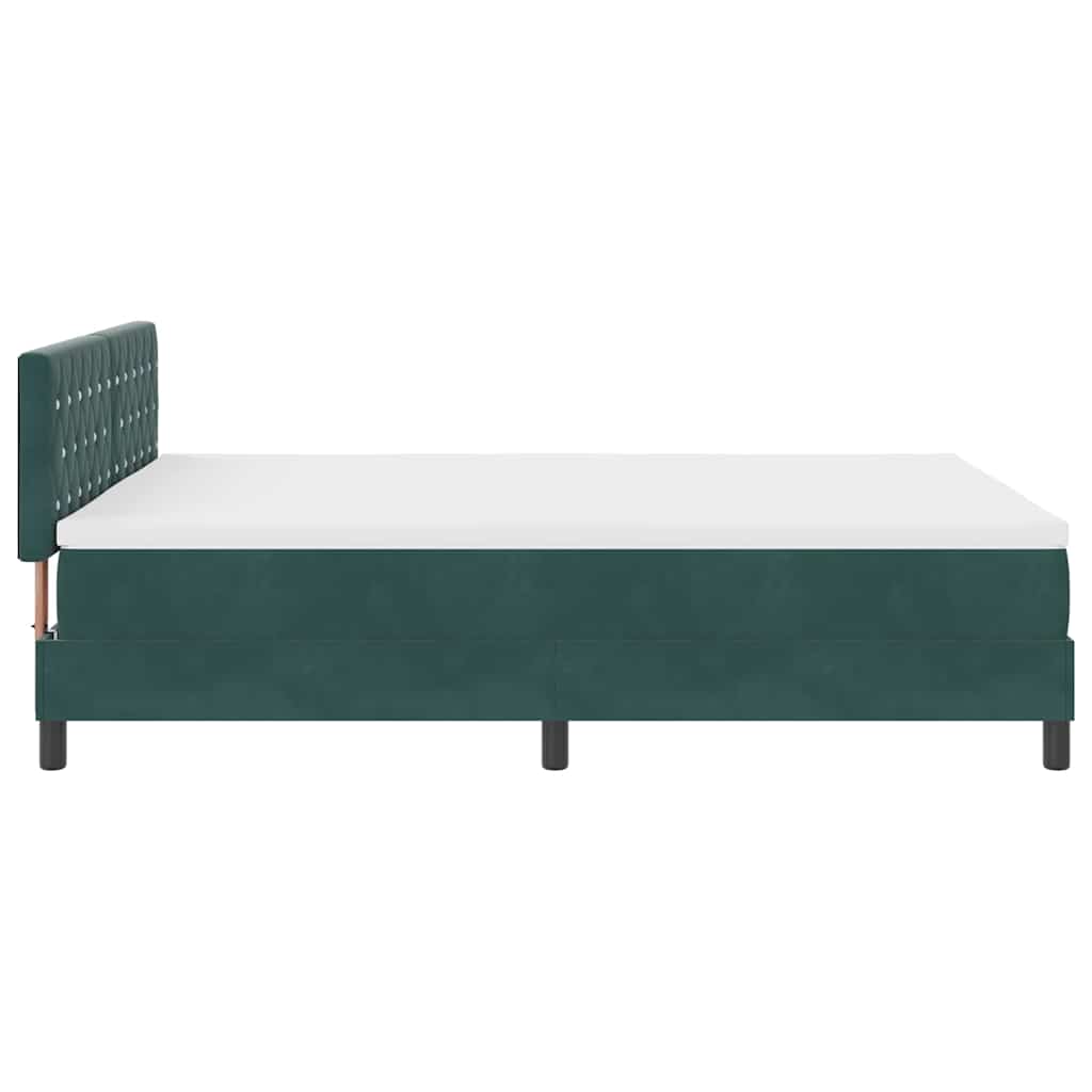 Box spring seng med hovedgærde Mørkegrøn 160 x 200 cm Fløjl
