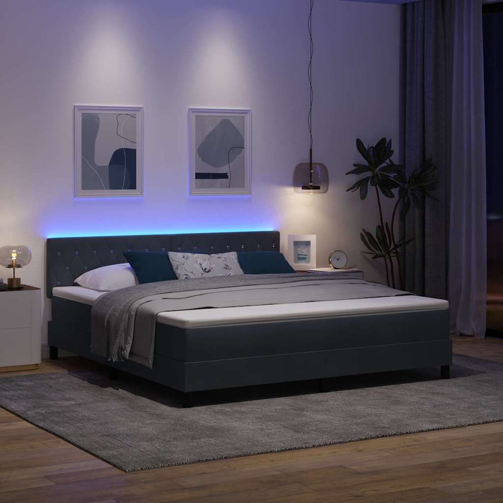 Box spring seng med hovedgærde Mørkegrå 180 x 200 cm Fløjl