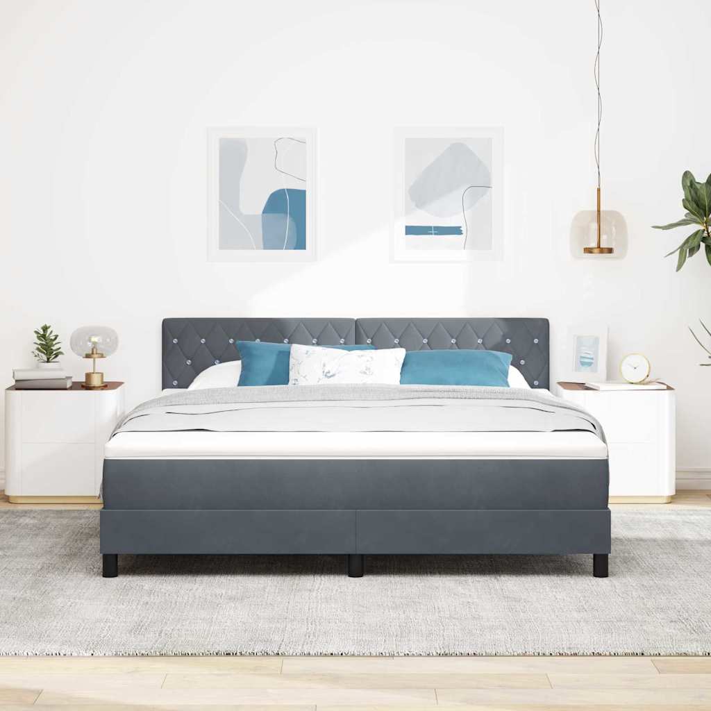 Box spring seng med hovedgærde Mørkegrå 180 x 200 cm Fløjl