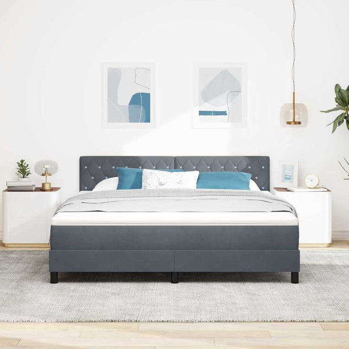 Box spring seng med hovedgærde Mørkegrå 180 x 200 cm Fløjl