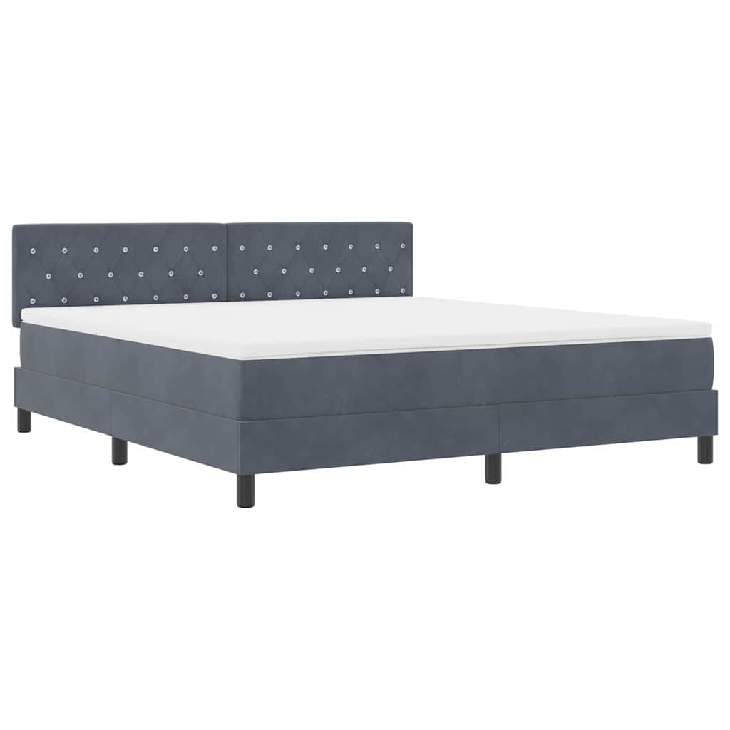 Box spring seng med hovedgærde Mørkegrå 180 x 200 cm Fløjl