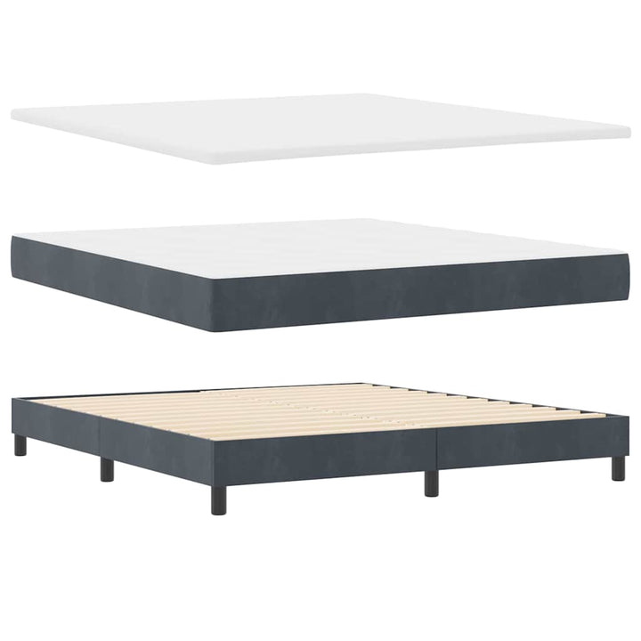 Box spring seng med hovedgærde Mørkegrå 180 x 200 cm Fløjl