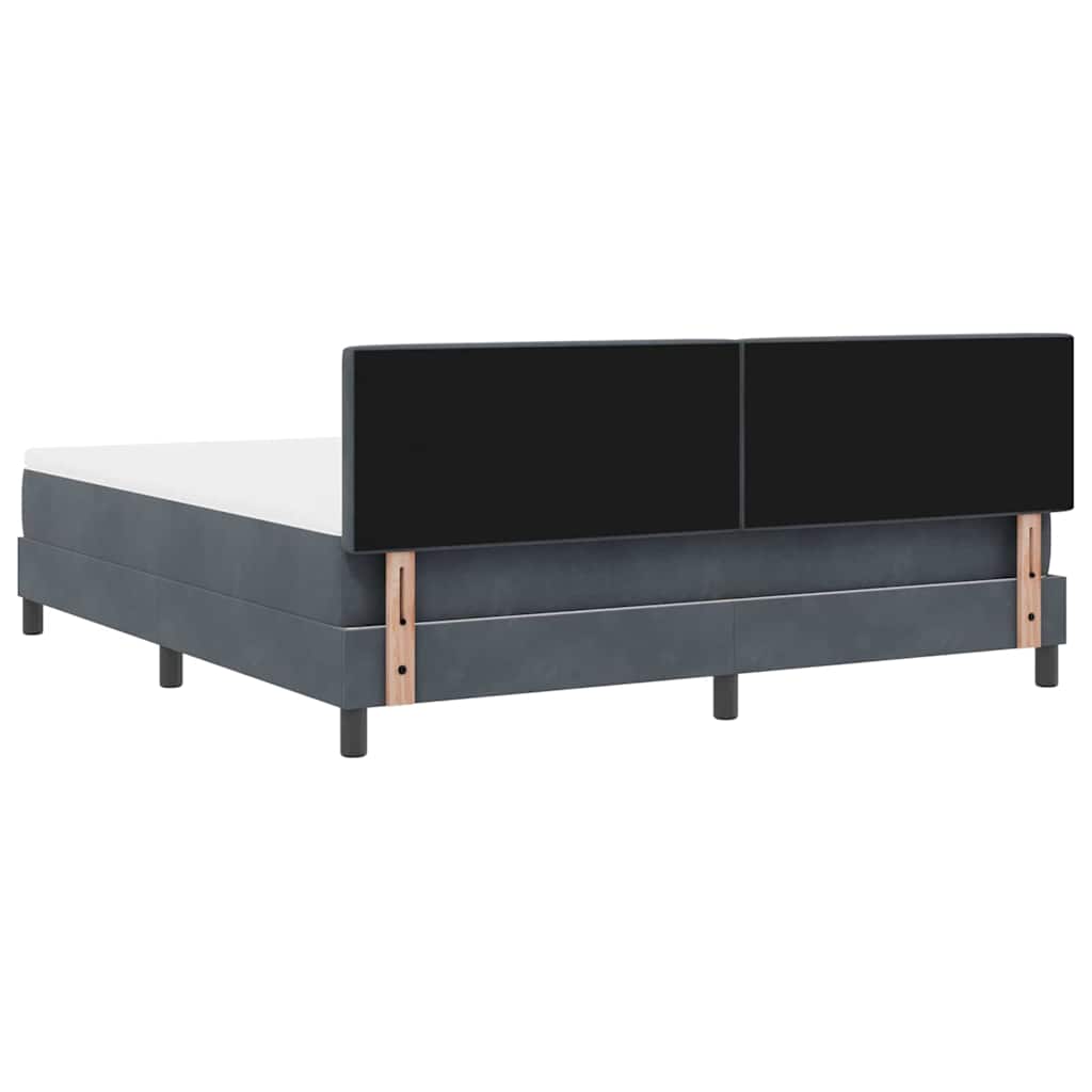 Box spring seng med hovedgærde Mørkegrå 180 x 200 cm Fløjl