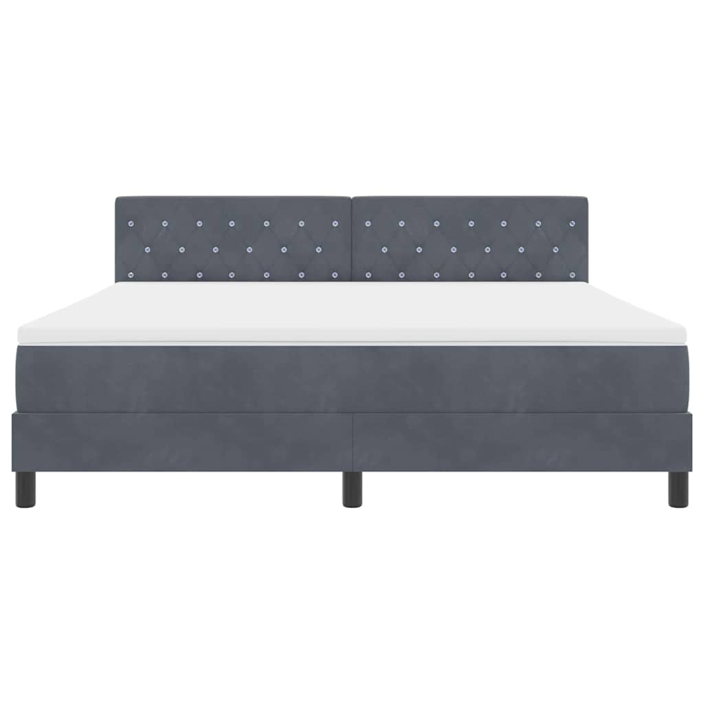 Box spring seng med hovedgærde Mørkegrå 180 x 200 cm Fløjl