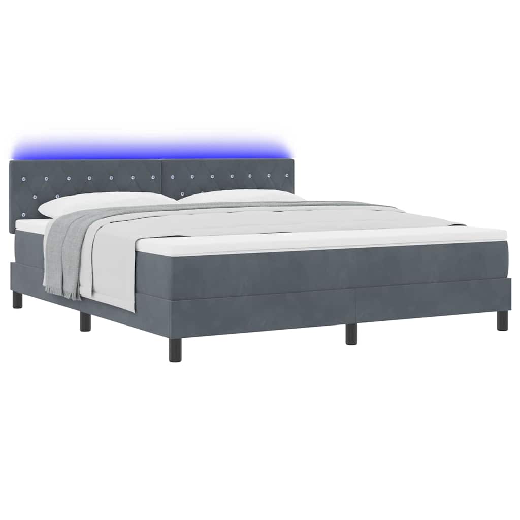 Box spring seng med hovedgærde Mørkegrå 180 x 200 cm Fløjl