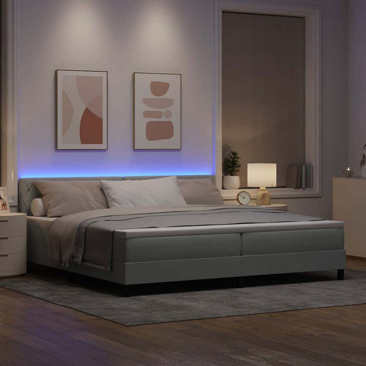 Box spring seng med hovedgærde Lysegrå 200 x 200 cm Fløjl