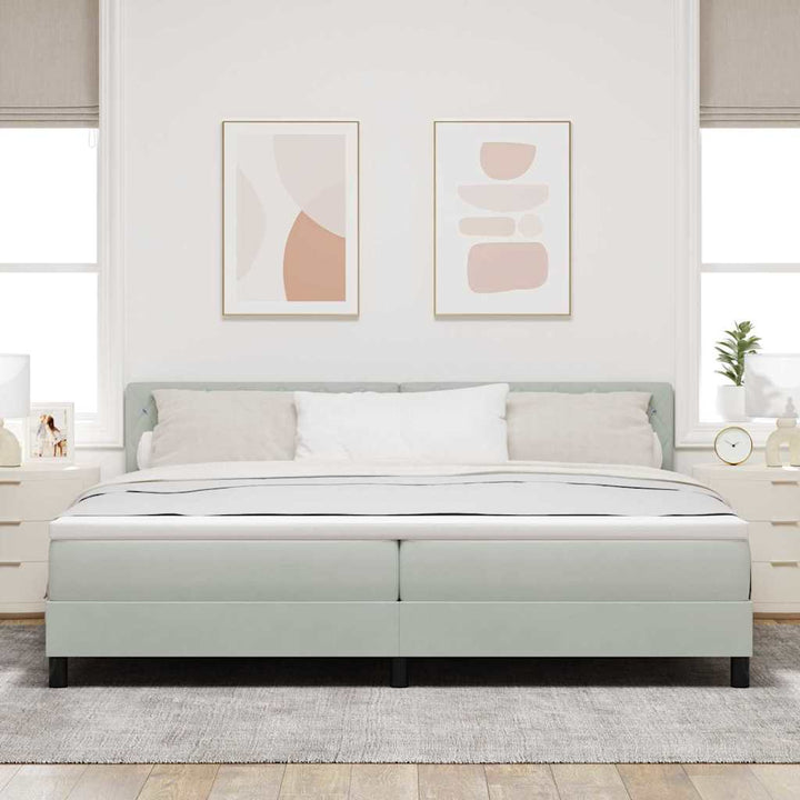 Box spring seng med hovedgærde Lysegrå 200 x 200 cm Fløjl