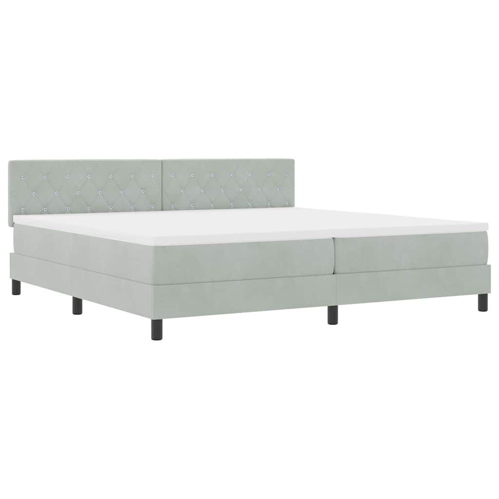 Box spring seng med hovedgærde Lysegrå 200 x 200 cm Fløjl