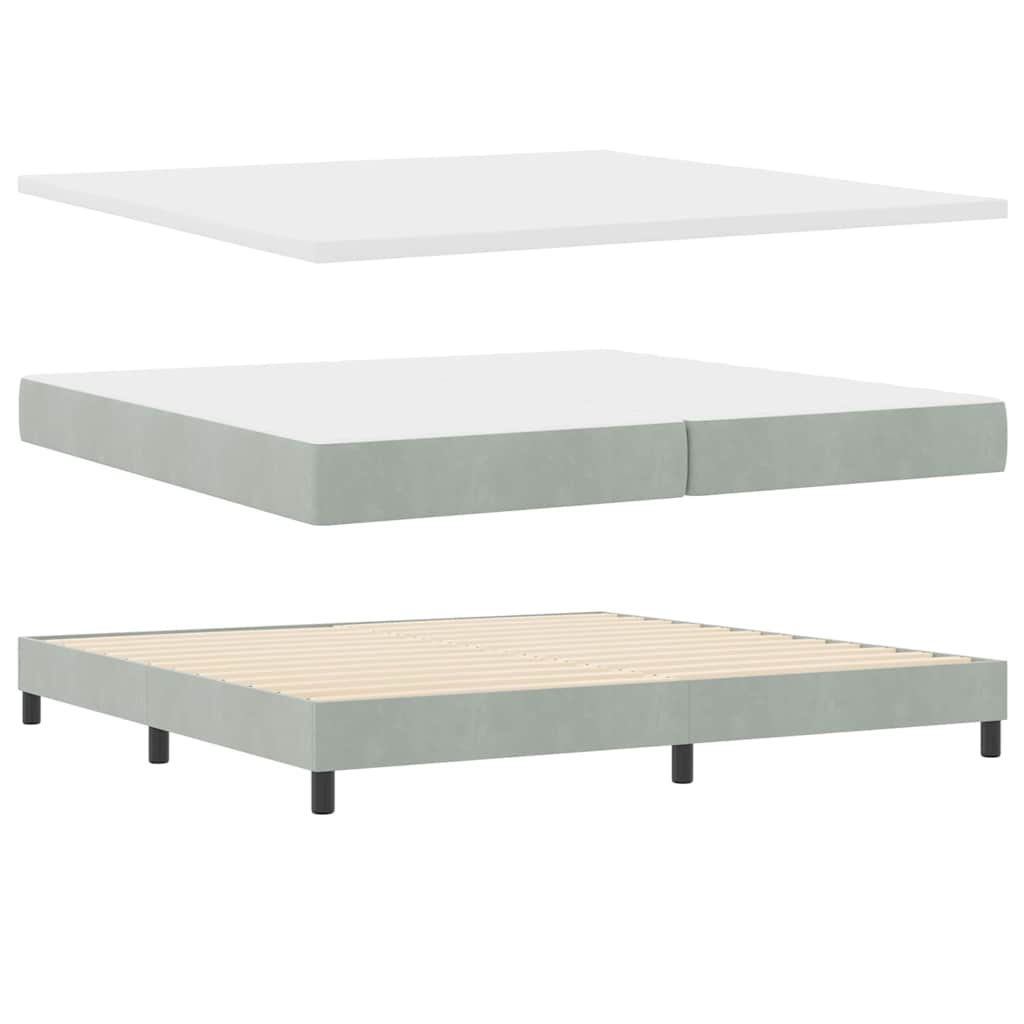 Box spring seng med hovedgærde Lysegrå 200 x 200 cm Fløjl