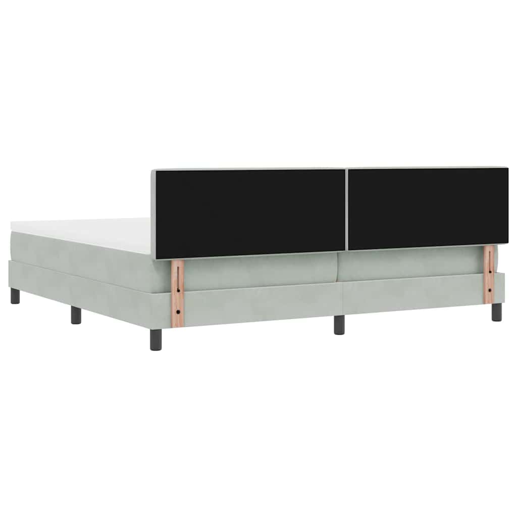 Box spring seng med hovedgærde Lysegrå 200 x 200 cm Fløjl