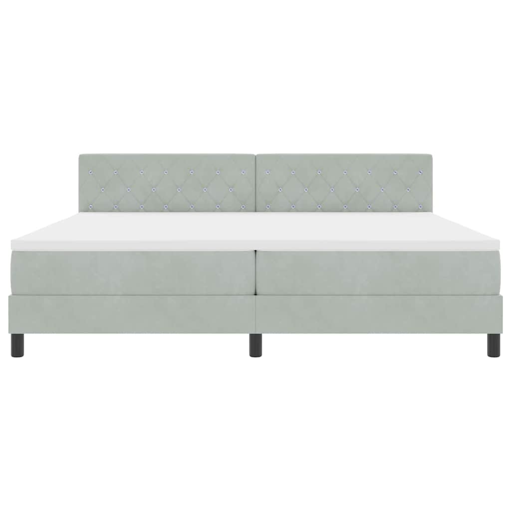 Box spring seng med hovedgærde Lysegrå 200 x 200 cm Fløjl