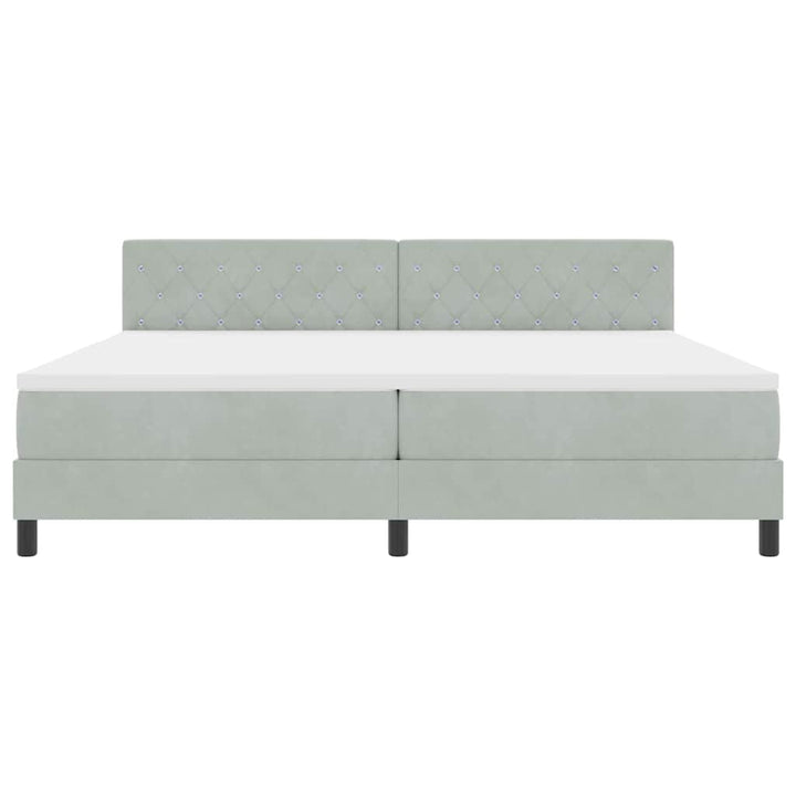 Box spring seng med hovedgærde Lysegrå 200 x 200 cm Fløjl