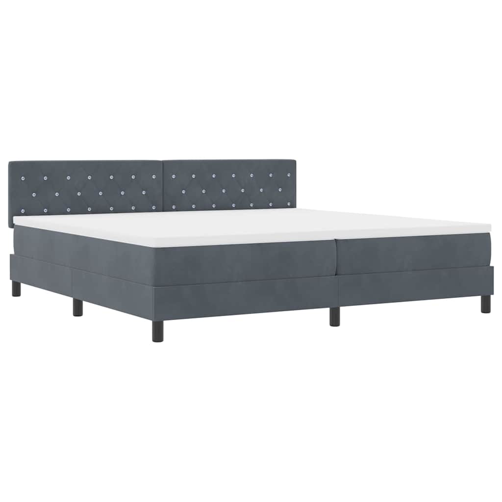 Box spring seng med hovedgærde Mørkegrå 200 x 200 cm Fløjl