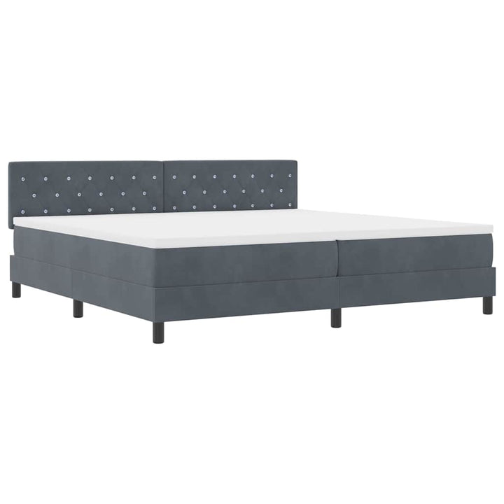 Box spring seng med hovedgærde Mørkegrå 200 x 200 cm Fløjl
