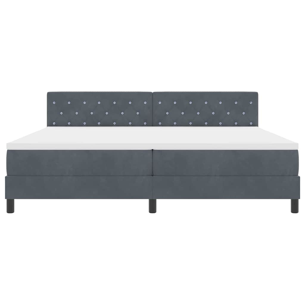 Box spring seng med hovedgærde Mørkegrå 200 x 200 cm Fløjl