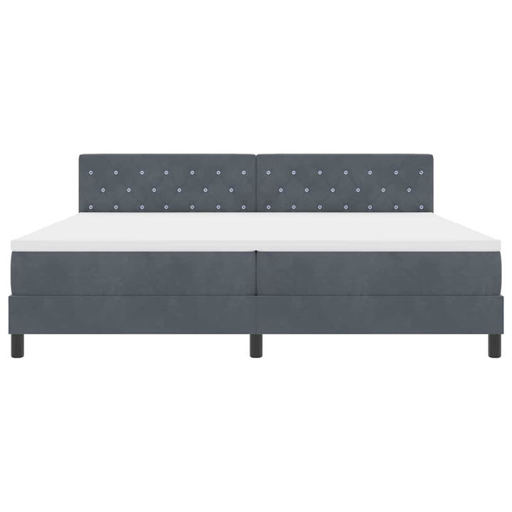 Box spring seng med hovedgærde Mørkegrå 200 x 200 cm Fløjl