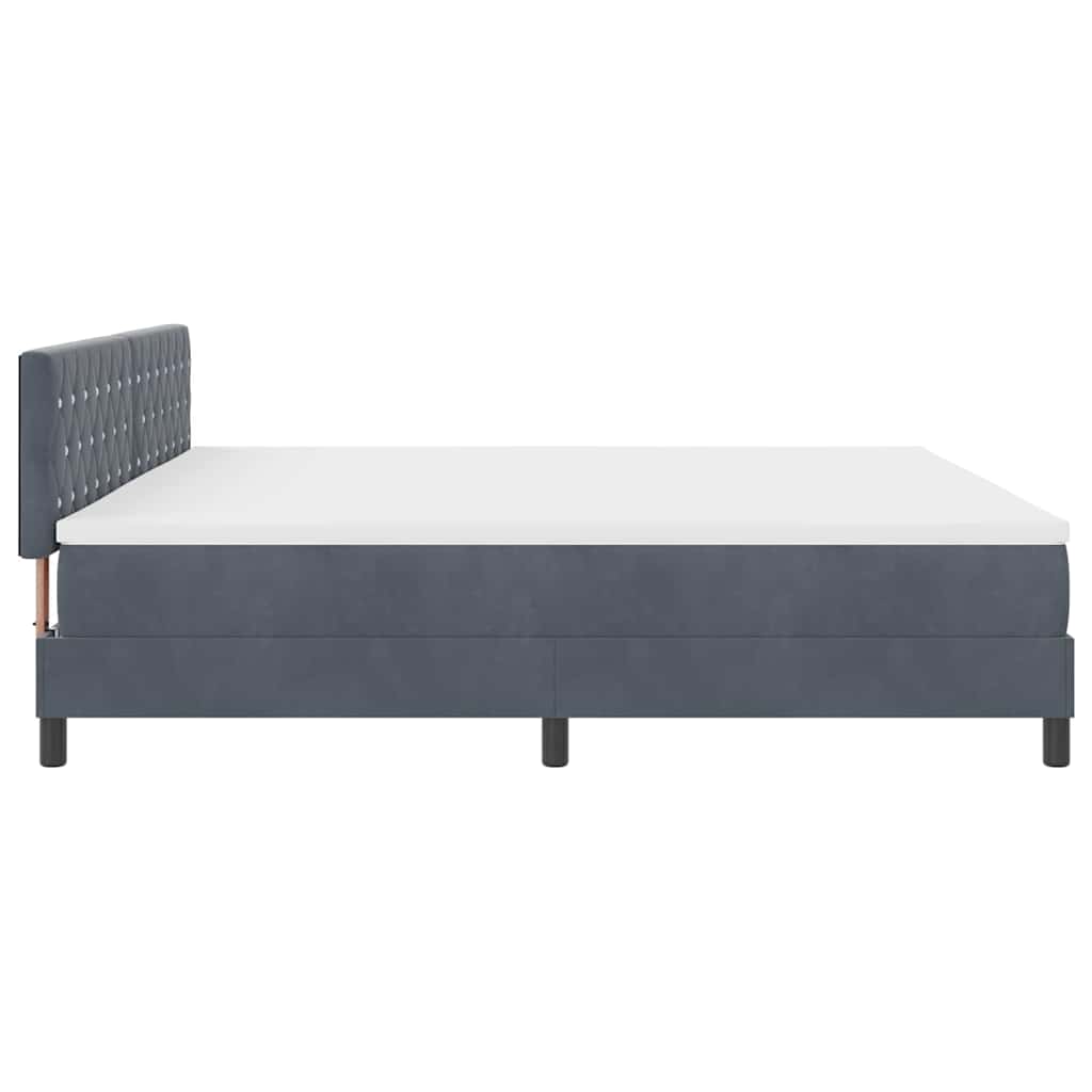 Box spring seng med hovedgærde Mørkegrå 200 x 200 cm Fløjl