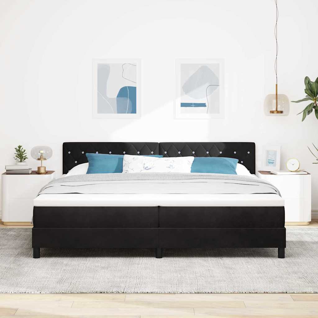 Box spring seng med hovedgærde Sort 200 x 200 cm Fløjl
