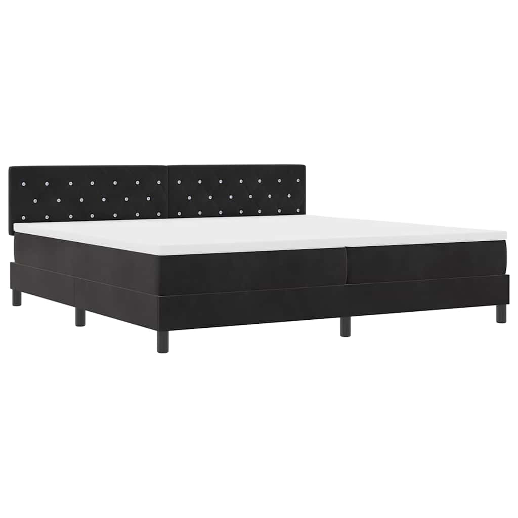 Box spring seng med hovedgærde Sort 200 x 200 cm Fløjl