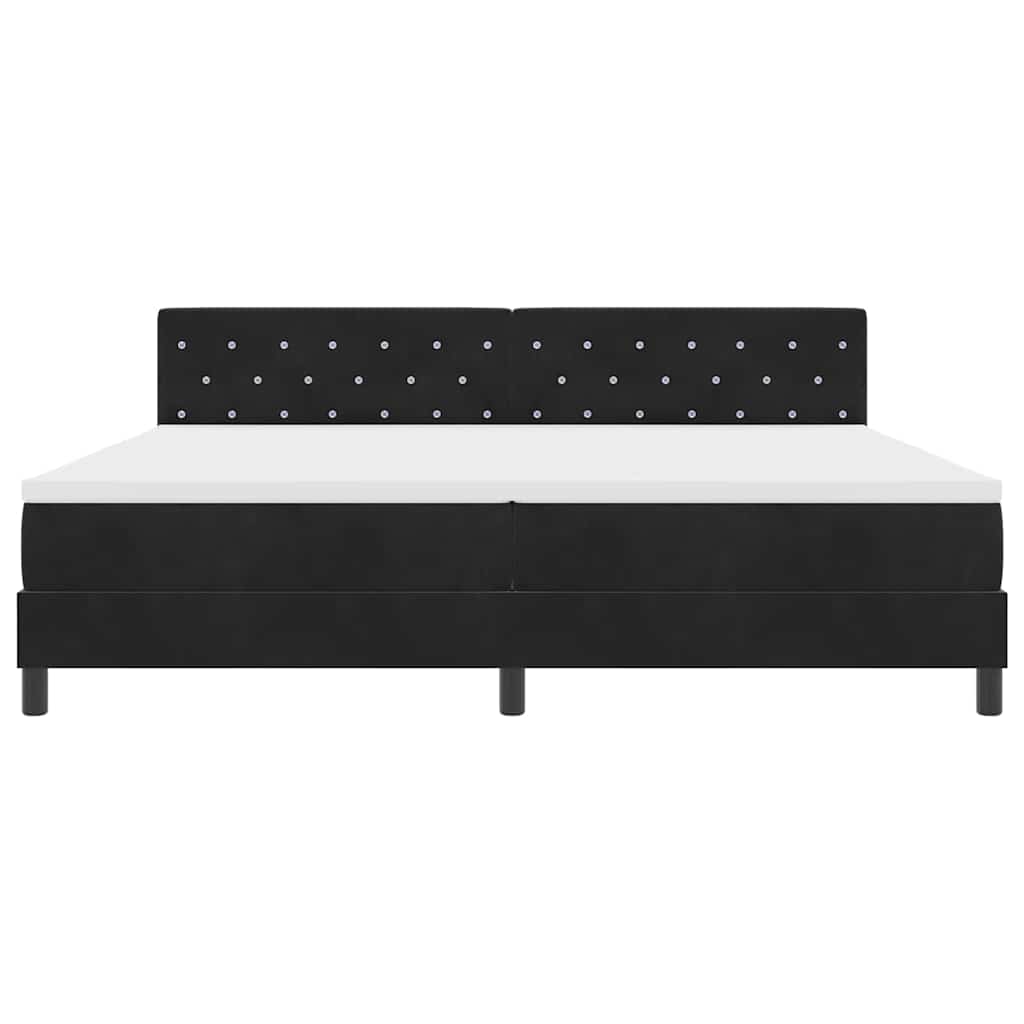Box spring seng med hovedgærde Sort 200 x 200 cm Fløjl