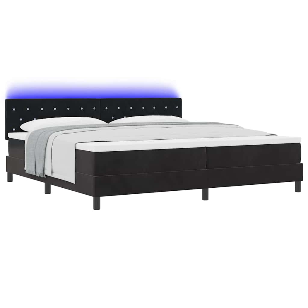 Box spring seng med hovedgærde Sort 200 x 200 cm Fløjl