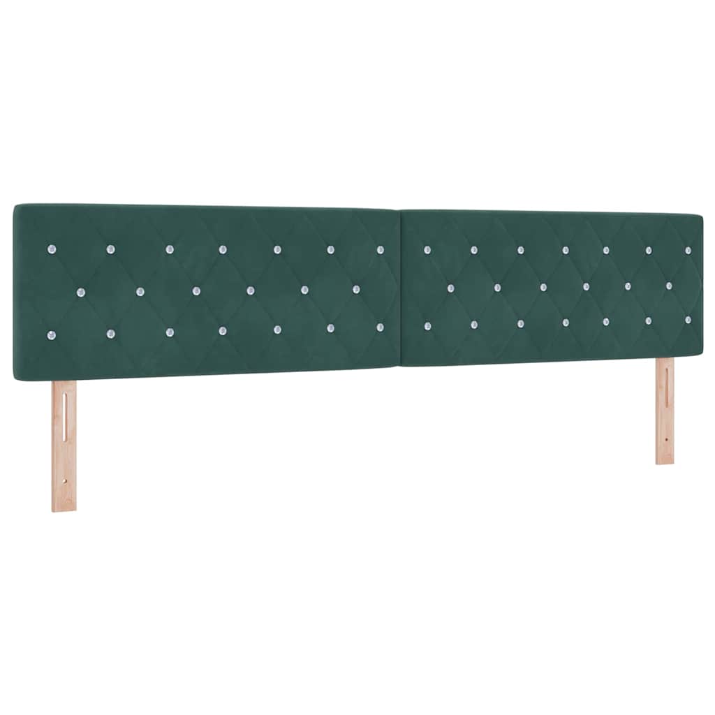 Box spring seng med hovedgærde Mørkegrøn 200 x 200 cm Fløjl