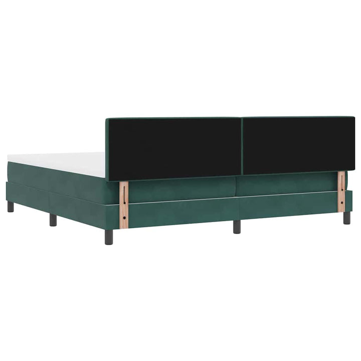 Box spring seng med hovedgærde Mørkegrøn 200 x 200 cm Fløjl