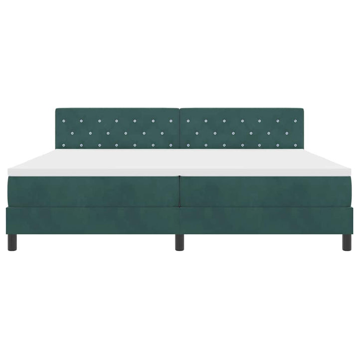 Box spring seng med hovedgærde Mørkegrøn 200 x 200 cm Fløjl