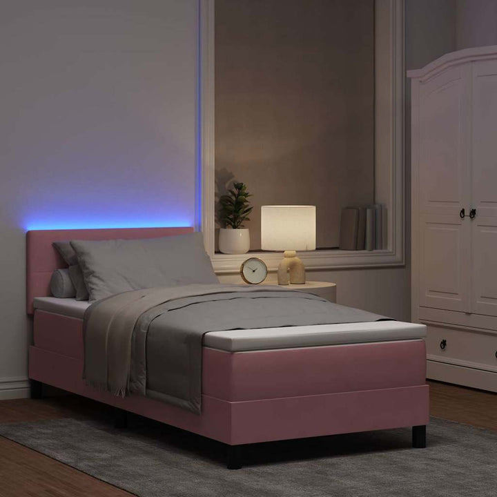 Box spring seng med hovedgærde Lyserød 80 x 200 cm Fløjl