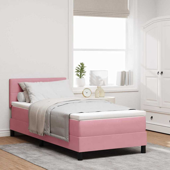 Box spring seng med hovedgærde Lyserød 80 x 200 cm Fløjl