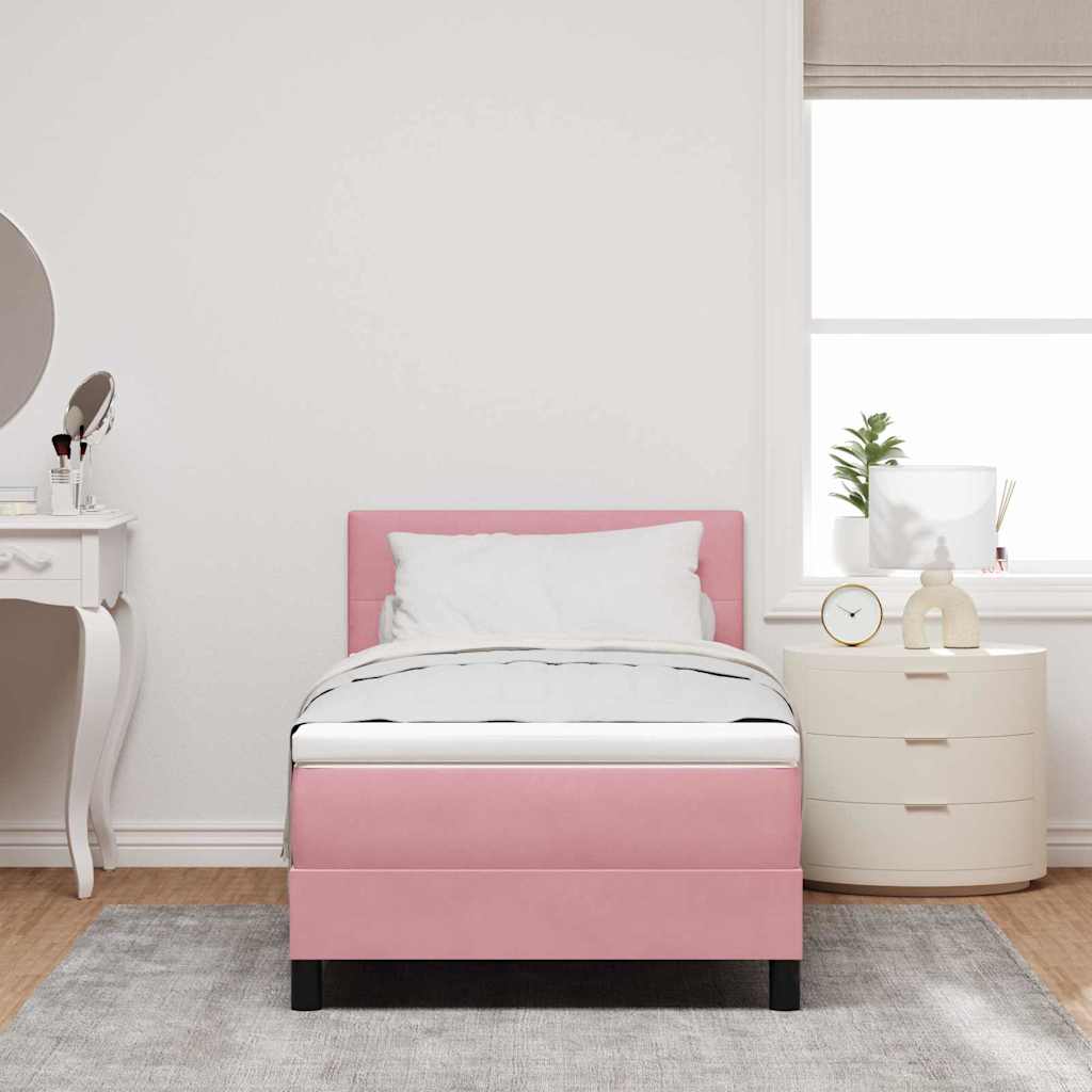 Box spring seng med hovedgærde Lyserød 80 x 200 cm Fløjl