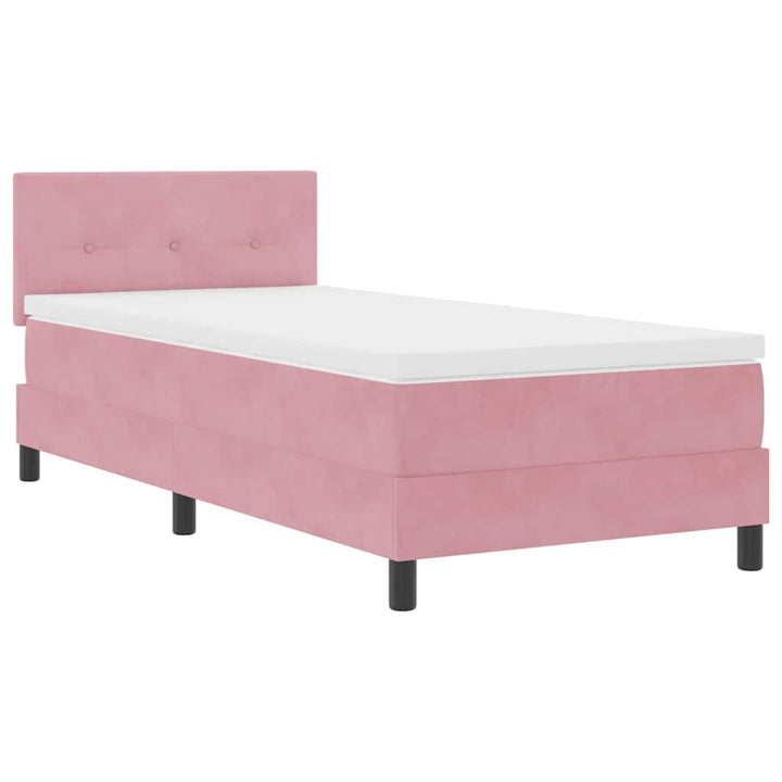 Box spring seng med hovedgærde Lyserød 80 x 200 cm Fløjl