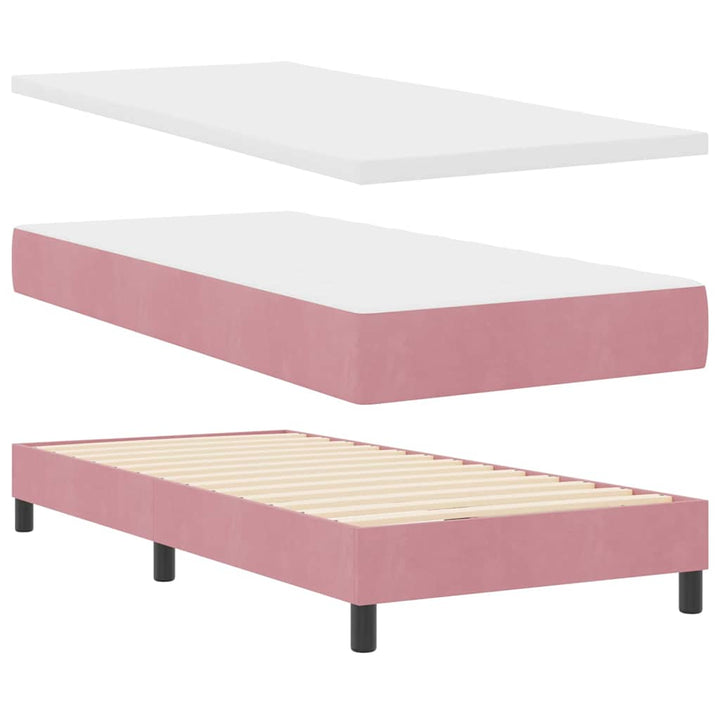 Box spring seng med hovedgærde Lyserød 80 x 200 cm Fløjl