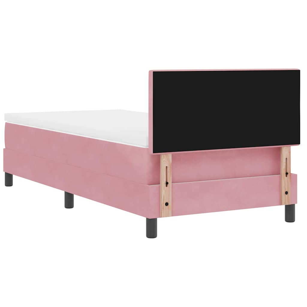 Box spring seng med hovedgærde Lyserød 80 x 200 cm Fløjl